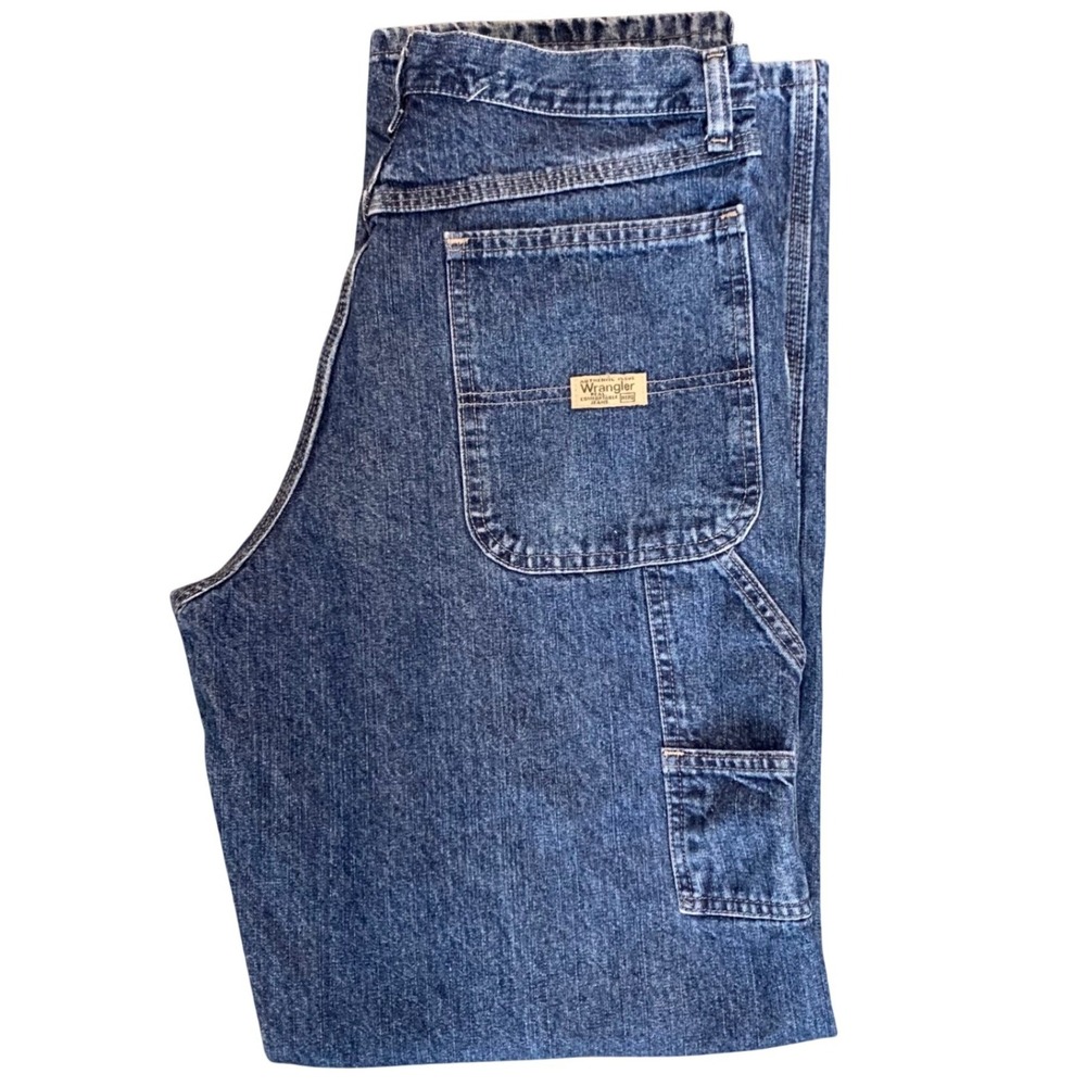 Wrangler Carpenter Jeans Mens 32x34 Blue Denim Workwear 94LSWDV Relaxed Fit